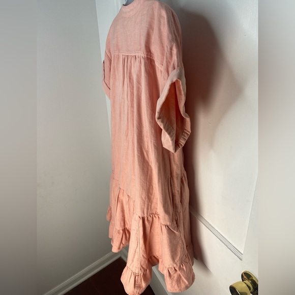 Free People M Denim Agnus Juliet Blush Pink Ruffle Dress - Picture 6 of 8